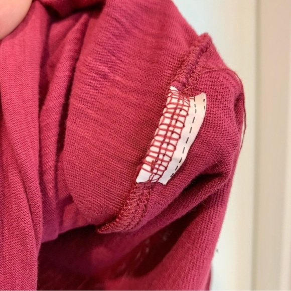 Magenta Pink Deep-V Neck Short Sleeves T-Shirt Top - Picture 5 of 5